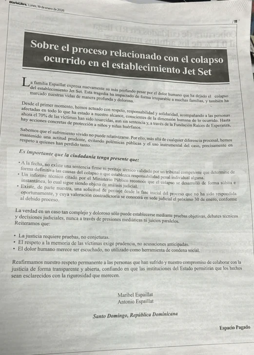 Hermanos Espaillat aseguran han resarcido 70 % de víctimas del Jet Set y rechazan presiones mediáticas