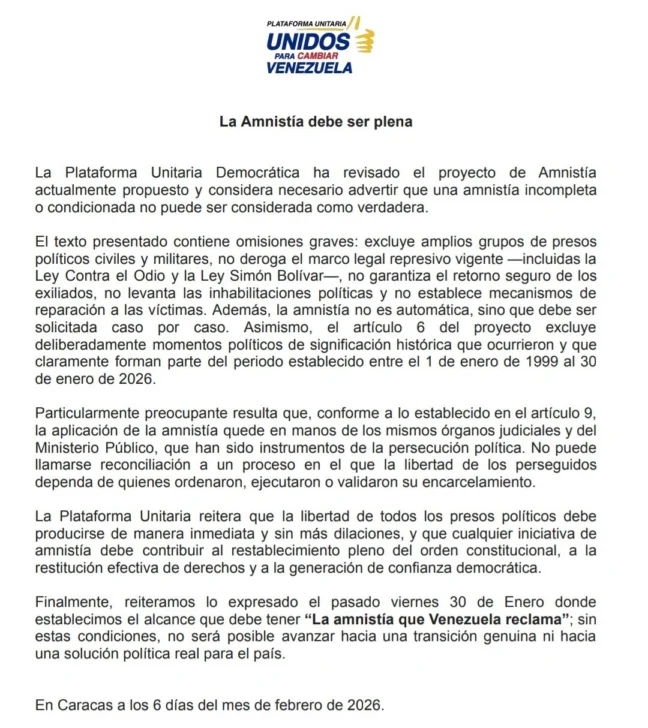 Descubren 'omisiones graves' en amnistía chavista, con presos excluidos y leyes represivas intactas