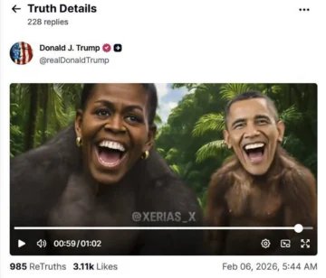 Trump publica un video conspirativo sobre las elecciones en EEUU donde representa a los Obama como monos