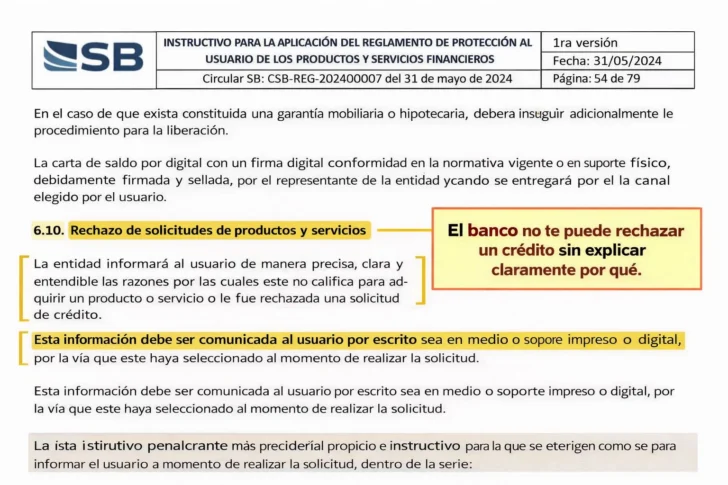 El banco no te puede rechazar un crédito sin explicar claramente por qué