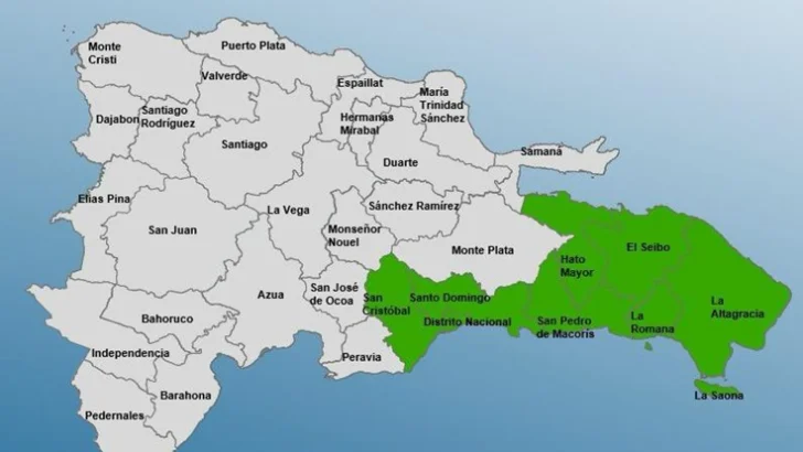 Ya son siete las provincias y el Distrito Nacional en alerta por lluvias