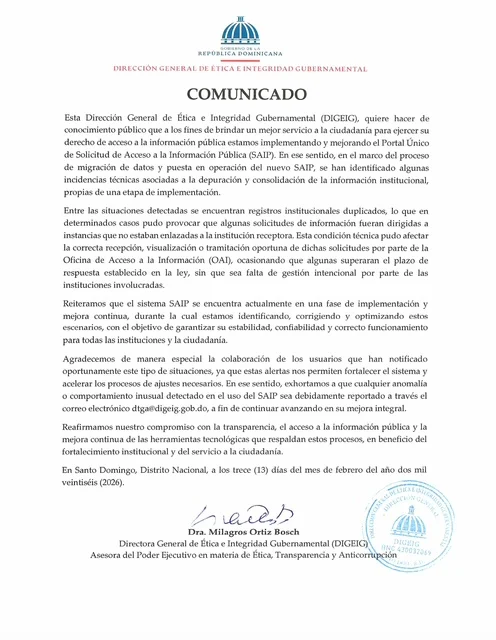 Fallos técnicos en portal de la Digieig afectan solicitudes de información pública