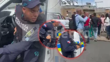 Agente policial amenaza con arma a periodistas que realizaban labor frente a guardería en SDE