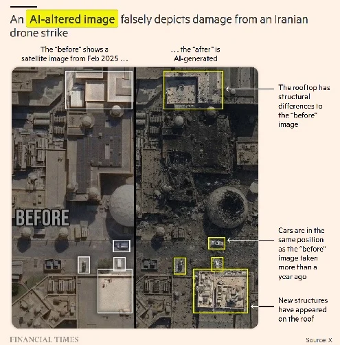 Guerra: Falsificaciones de IA convierten imágenes satelitales en desinformación bélica
