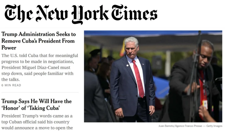 Trump presiona a Cuba para que su presidente renuncie, según el New York Times