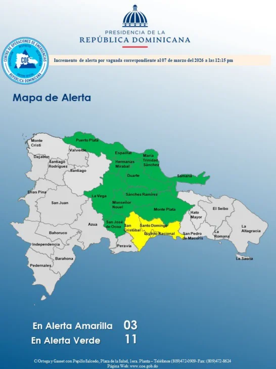 San Cristóbal y el Gran Santo Domingo en alerta amarilla por vaguada