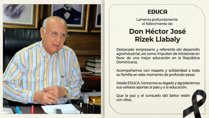 EDUCA lamenta el fallecimiento del empresario Héctor José Rizek Llabaly, referente del cacao dominicano