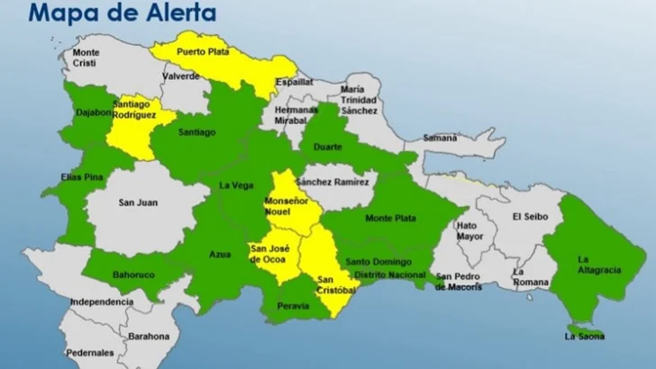 COE mantiene 5 provincias en alerta amarilla por vaguada