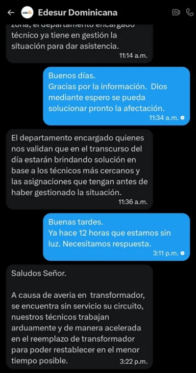 Pueblo Nuevo e Ingenio Nuevo sufren apagón en plena Semana Santa