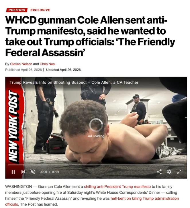 El sospechoso de ataque en Washington dejó un manifiesto contra Trump