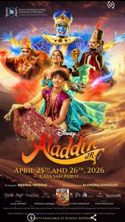 Saint George School llevará a escena el musical Aladdin Jr. en Santo Domingo