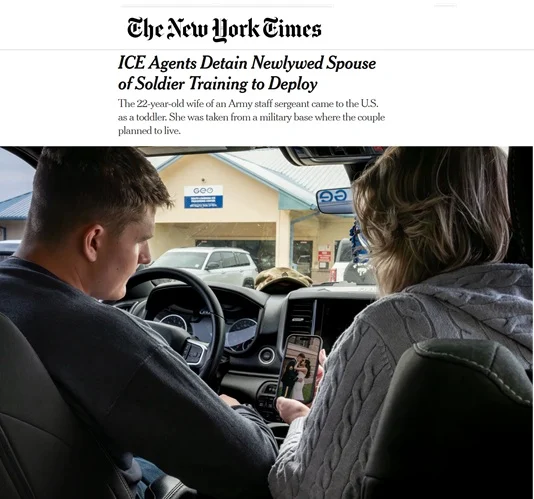 ICE arresta a la esposa de un militar estadounidense pocos días después de casarse