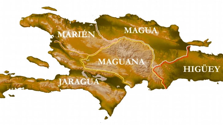 ¿Es cierto que a la llegada de los europeos a esta isla existían cinco cacicazgos?