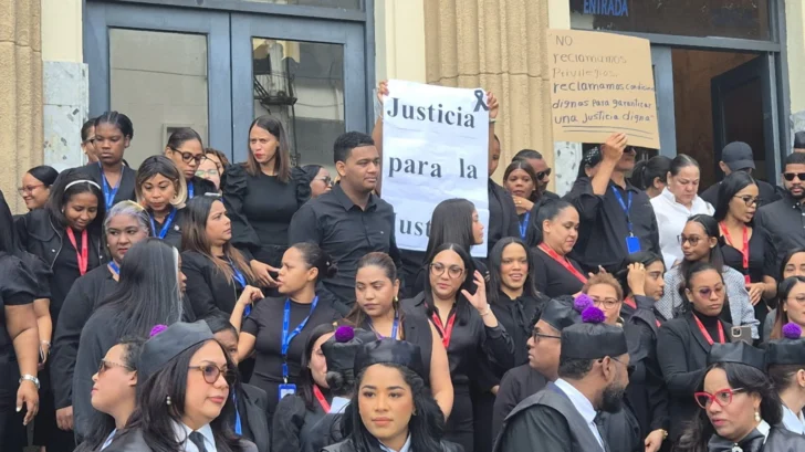 Abogados y miembros de la comunidad jurídica se concentraron frente a la Suprema Corte de Justicia en respaldo al paro. El Colegio de Abogados de la República Dominicana (CARD), encabezado por Trajano Potentini, se sumó a las demandas del sector judicial.