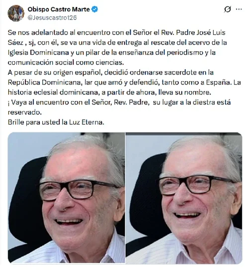 Obispo Castro Marte: 'La historia eclesial dominicana lleva el nombre del padre Sáez'