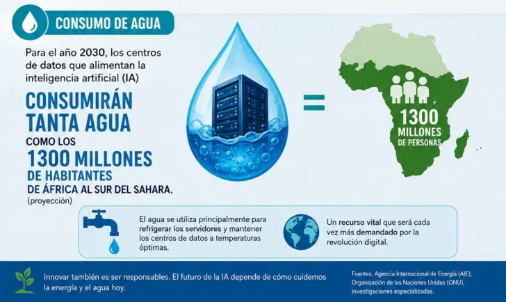 La IA consumirá tanta agua como 1300 millones de personas