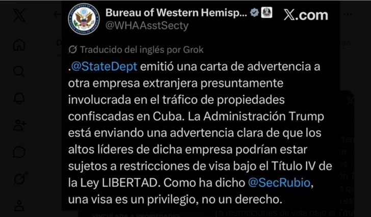 EEUU advierte 'tráfico de propiedades confiscadas' en Cuba EEUU advierte 'tráfico de propiedades confiscadas' en Cuba