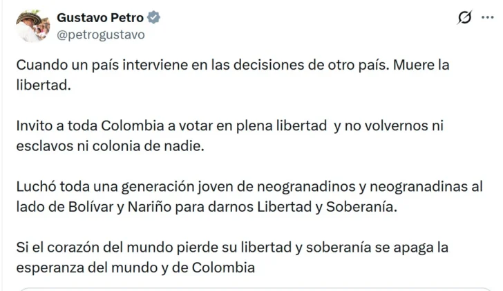 Petro responde a Trump: 'Cuando un país interviene en las decisiones de otro país muere la libertad'