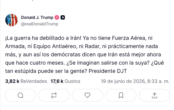 Trump afirma que Irán está 'acabado' y que no recibirá 'ni diez centavos' de EEUU Trump afirma que Irán está 'acabado' y que no recibirá 'ni diez centavos' de EEUU