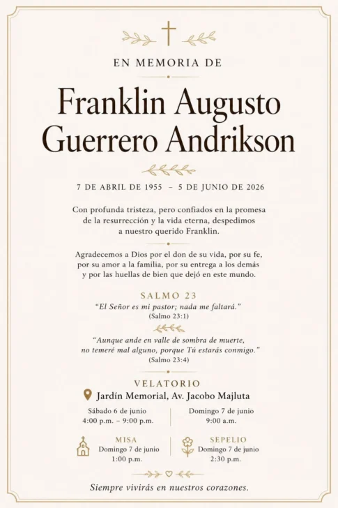 Restos del fotorreportero Franklin Guerrero son velados en Jardín Memorial Restos del fotorreportero Franklin Guerrero son velados en Jardín Memorial
