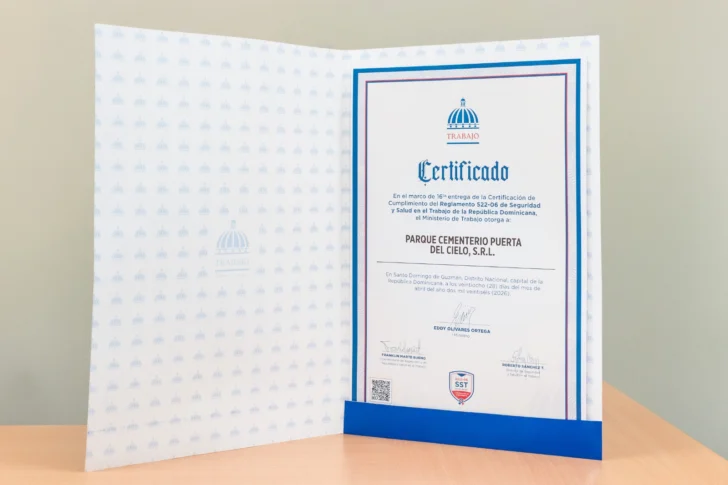 Parque Cementerio Puerta del Cielo recibe certificación por cumplimiento de normas de salud y seguridad laboral