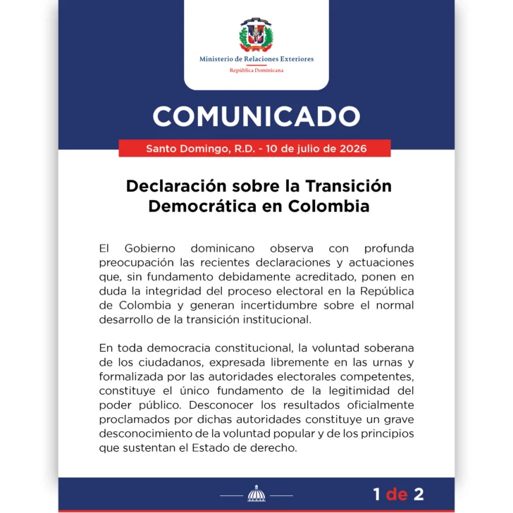 Escudo de las Américas, encabezado por EEUU e integrado por RD, pide respetar transición en Colombia