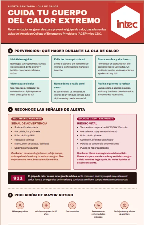 Experto del INTEC emite recomendaciones para prevenir golpes de calor ante alerta de la NOAA