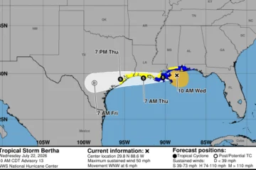 La tormenta Bertha podría dejar inundaciones repentinas desde Texas hasta Florida en EEUU