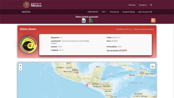 Tras terremoto de magnitud 7.3, México activa alerta de tsunami frente a la costa de Chiapas