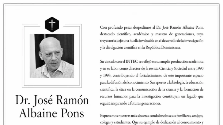 Muere el doctor José Ramón Albaine Pons, científico que sembró ciencia en generaciones de dominicanos