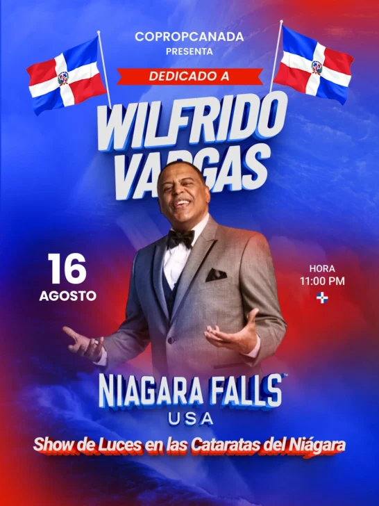 Wilfrido Vargas recibirá homenaje en las Cataratas del Niágara, por sus aportes al merengue