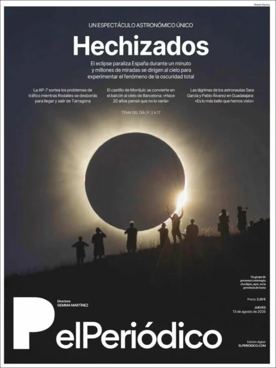 Así retrató la prensa el eclipse solar que convirtió el día en noche en España Así retrató la prensa el eclipse solar que convirtió el día en noche en España