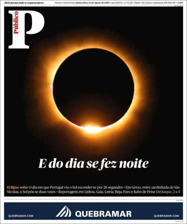 Así retrató la prensa el eclipse solar que convirtió el día en noche en España Así retrató la prensa el eclipse solar que convirtió el día en noche en España