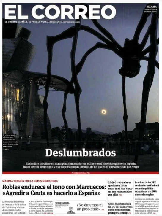 Así retrató la prensa el eclipse solar que convirtió el día en noche en España Así retrató la prensa el eclipse solar que convirtió el día en noche en España