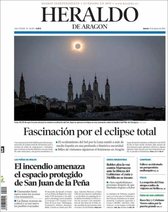 Así retrató la prensa el eclipse solar que convirtió el día en noche en España Así retrató la prensa el eclipse solar que convirtió el día en noche en España