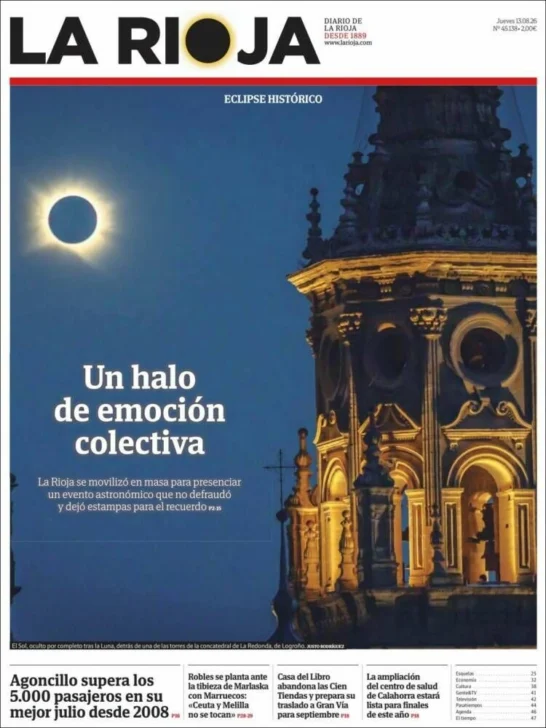 Así retrató la prensa el eclipse solar que convirtió el día en noche en España Así retrató la prensa el eclipse solar que convirtió el día en noche en España