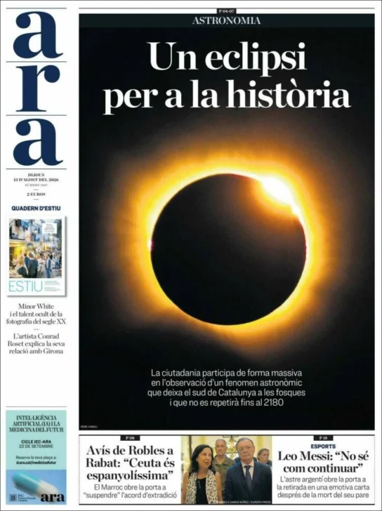 Así retrató la prensa el eclipse solar que convirtió el día en noche en España Así retrató la prensa el eclipse solar que convirtió el día en noche en España