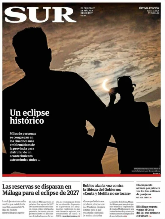 Así retrató la prensa el eclipse solar que convirtió el día en noche en España Así retrató la prensa el eclipse solar que convirtió el día en noche en España