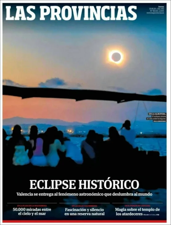 Así retrató la prensa el eclipse solar que convirtió el día en noche en España Así retrató la prensa el eclipse solar que convirtió el día en noche en España