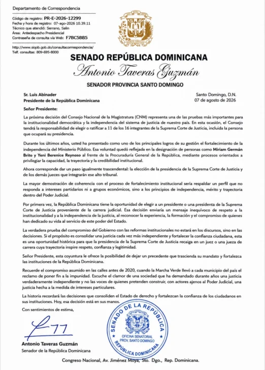 Antonio Taveras afirma que elección de la Suprema Corte pondrá a prueba compromiso del Gobierno con independencia judicial