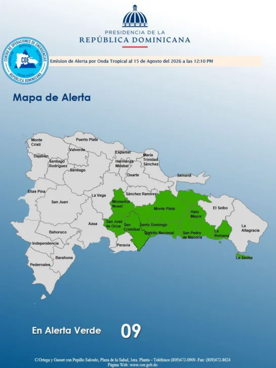 Onda tropical provocará lluvias esta tarde/noche sabatina con calor de 34 grados