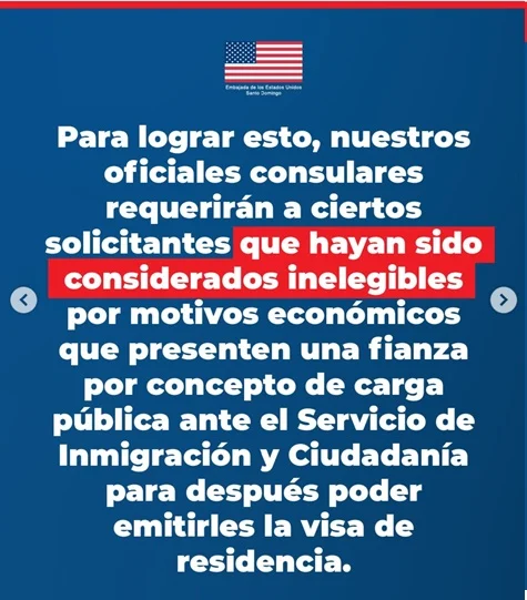 EEUU exige fianza económica a dominicanos que soliciten visa de residencia