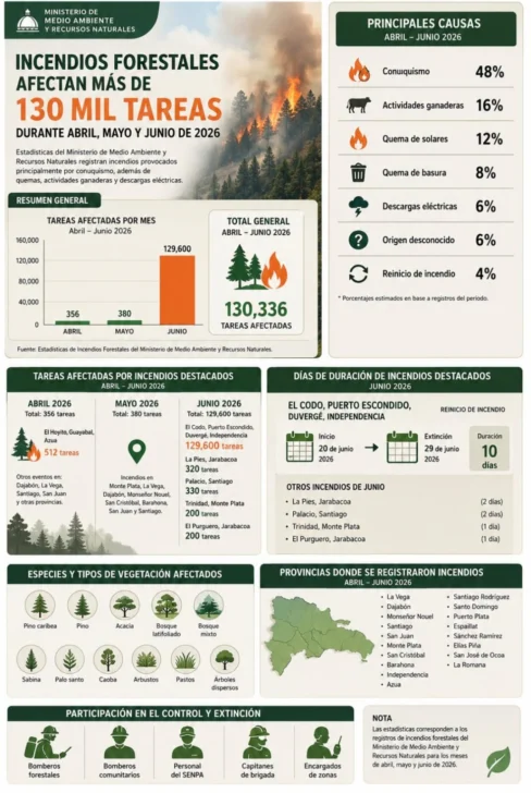 Incendios forestales afectan más de 130 mil tareas durante abril, mayo y junio de 2026