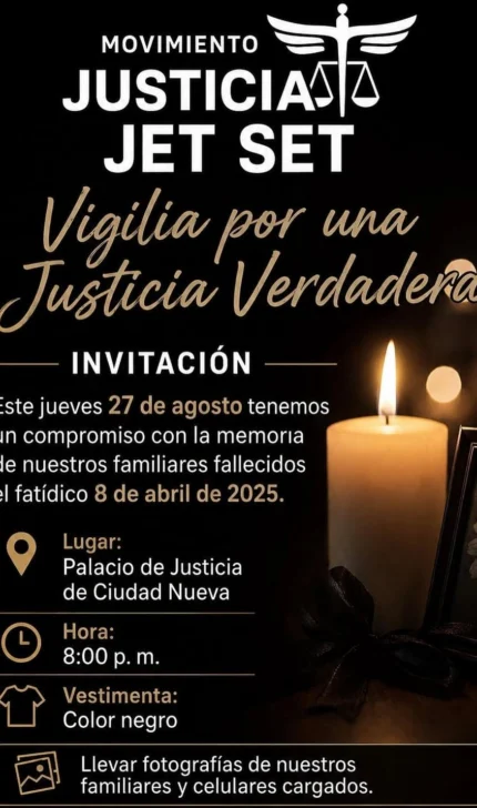 Justicia Jet Set convoca a vigilia por una “Justicia Verdadera” previo al juicio de fondo