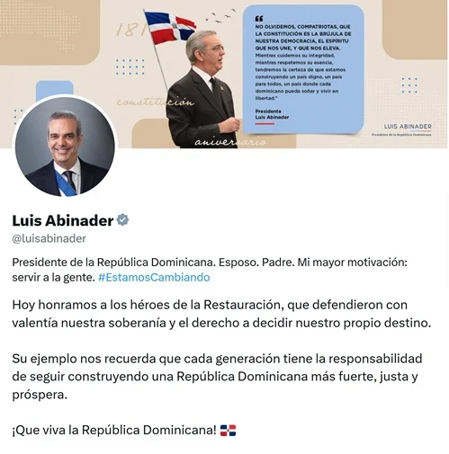 Abinader llama a honrar legado de los 'héroes' de la Restauración