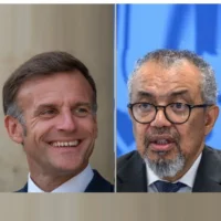 Emmanuel Macron y Tedros Adhanom Ghebreyesus