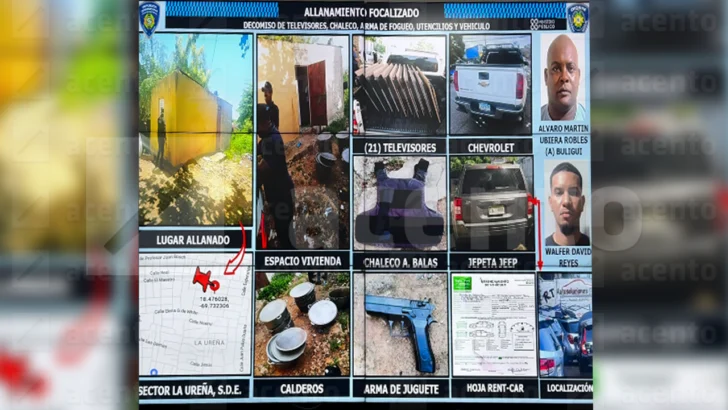 Policía recupera 21 televisores robados en Villa Olímpica de Bayaguana y apresa a dos hombres
