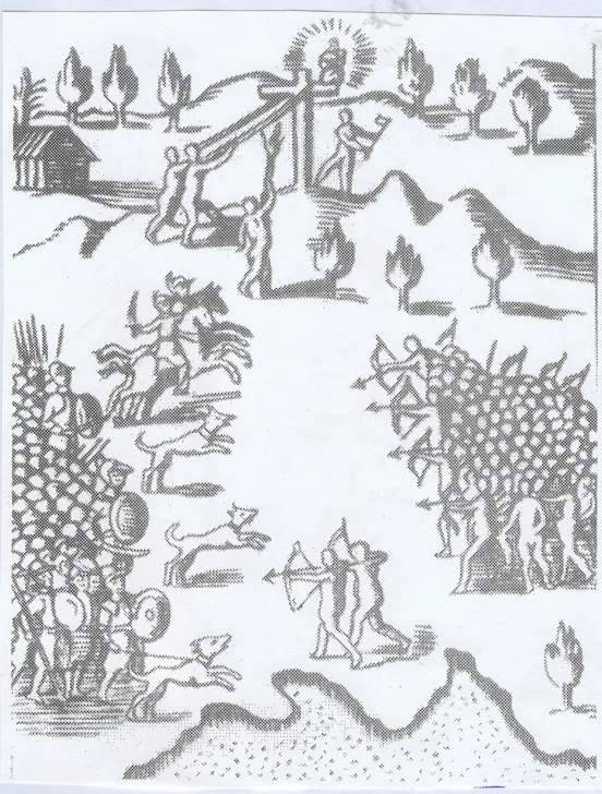 Aparicion-de-la-Virgen-en-una-cruz-intento-de-los-indios-por-derribarla-y-batalla-entre-espanoles-e-indios-552x728