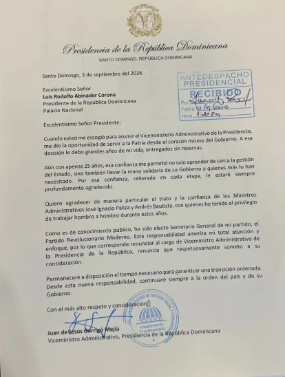 Juan Garrigó renuncia al Gobierno para asumir a tiempo completo la Secretaría General del PRM