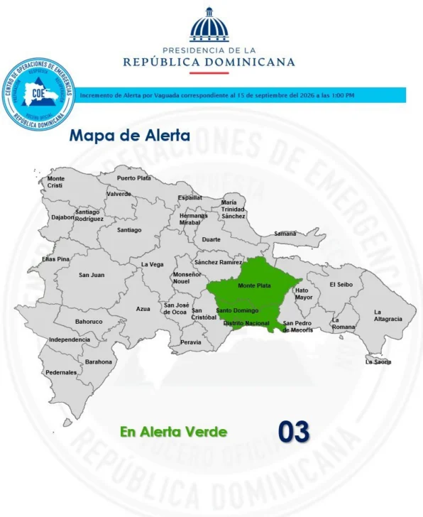 El Gran Santo Domingo y San Cristóbal en alerta verde por lluvias